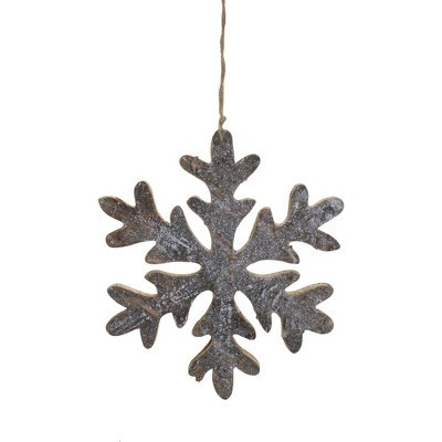 Northlight Wooden Snowflake Christmas Ornament - 10" - Silver and Gold | Target