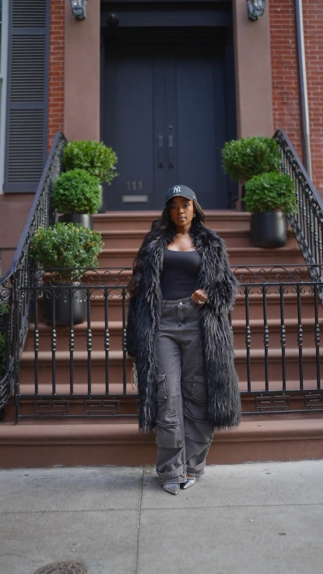 Scroll to ship!! NYC energy activated with this textured faux-fur coat, cargo denim, and a sleek black base make the perfect street-style winter uniform. 

#LTKTravel #LTKPetite #LTKootd