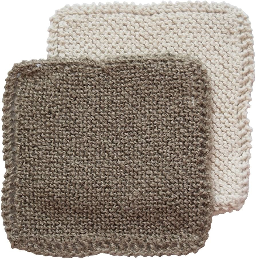 Hand knit Organic Cotton & Jute Scrub Cloths in Vintage Dish Cloth Pattern- 2 pack | Amazon (US)