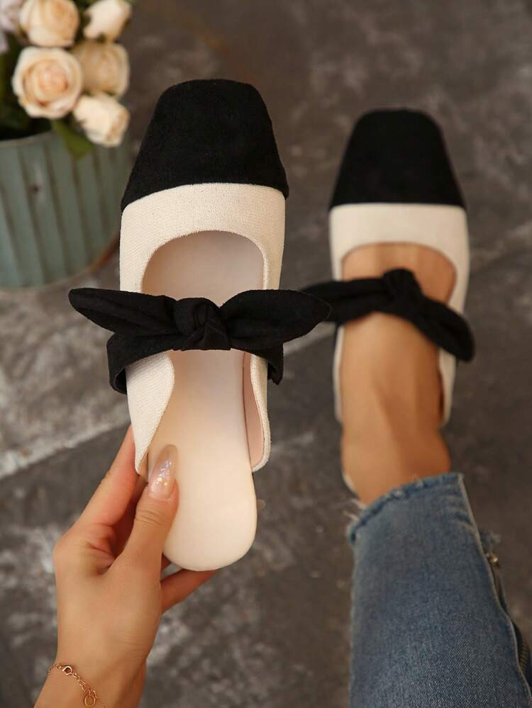 Women's New Fashion Spring/Summer Bow Slip-On Mules & Mary Jane Shoes | SHEIN
