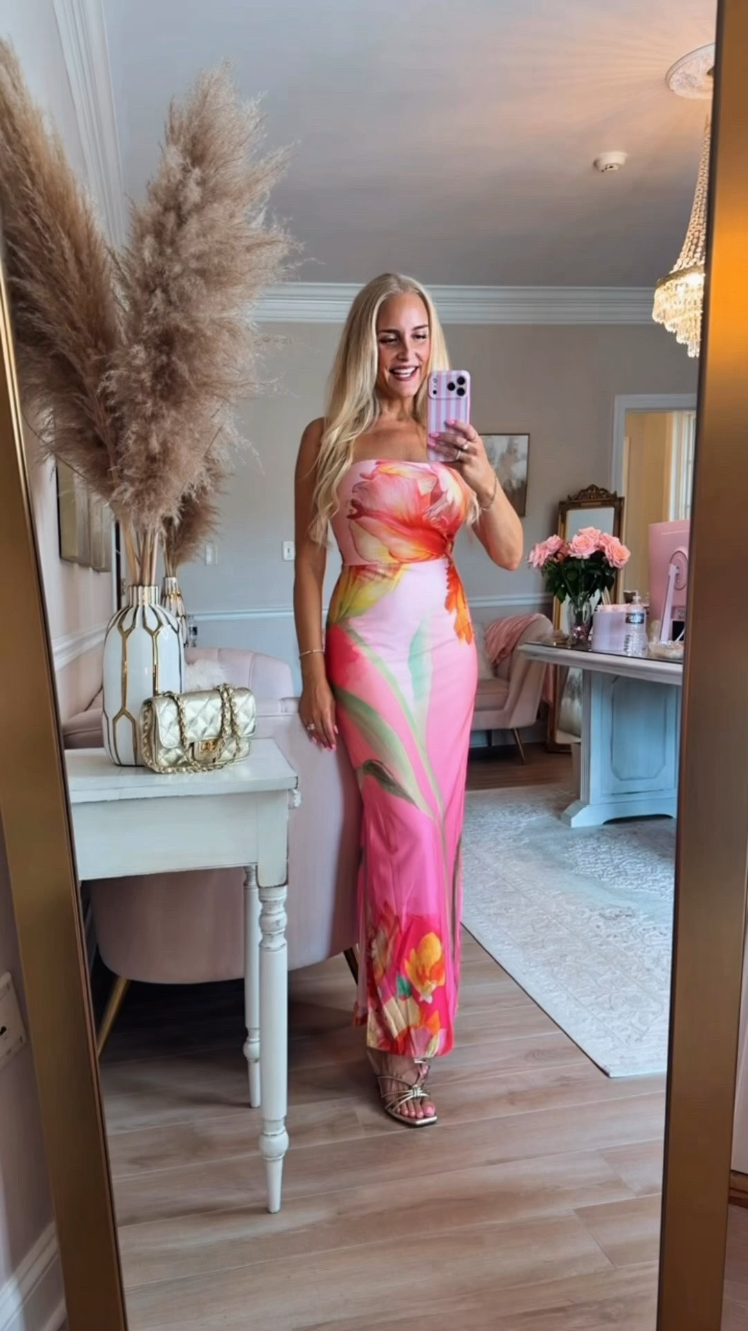 This stretchy and silky strapless column dress is so stunning for a beach resort vacation outfit! Absolutely love the giant tropical print. Wearing a medium.

#LTKdayinmylife #LTKgrwm #LTKootd