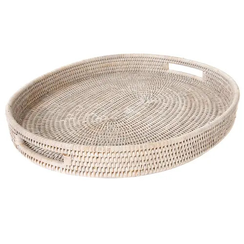 Artifacts Trading Company™ Artifacts Rattan Oval Tray With Cutout Handles in White Wash at Nordstrom | Nordstrom