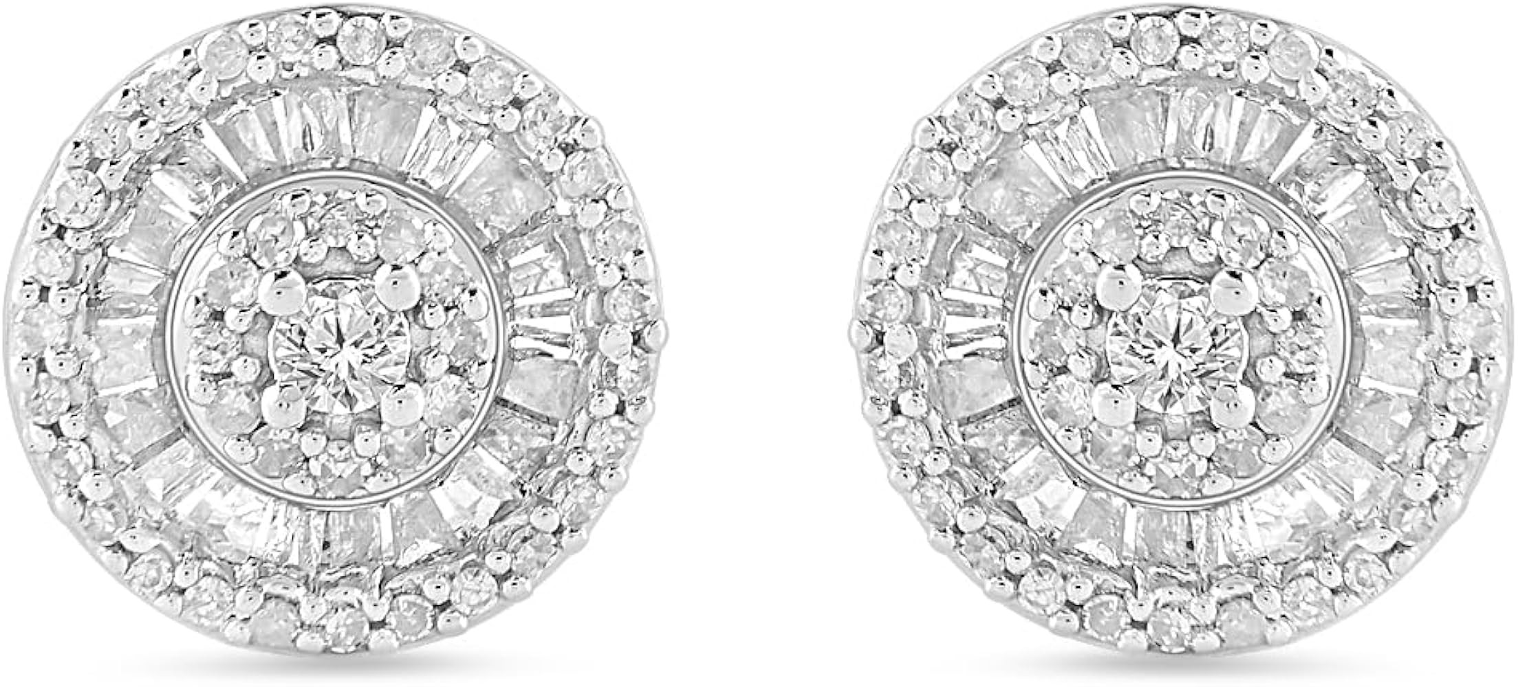 Amazon Essentials Sterling Silver Diamond Round Stud Earrings (1/2 cttw) (previously Amazon Colle... | Amazon (US)