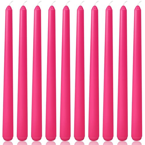 10 Inch Hot-Pink Taper Candles for Home Decoration, 10 Pack Unscented Candlesticks for Dinner Wedding Party, Smokeless and Dripless Candle Sticks | Amazon (US)