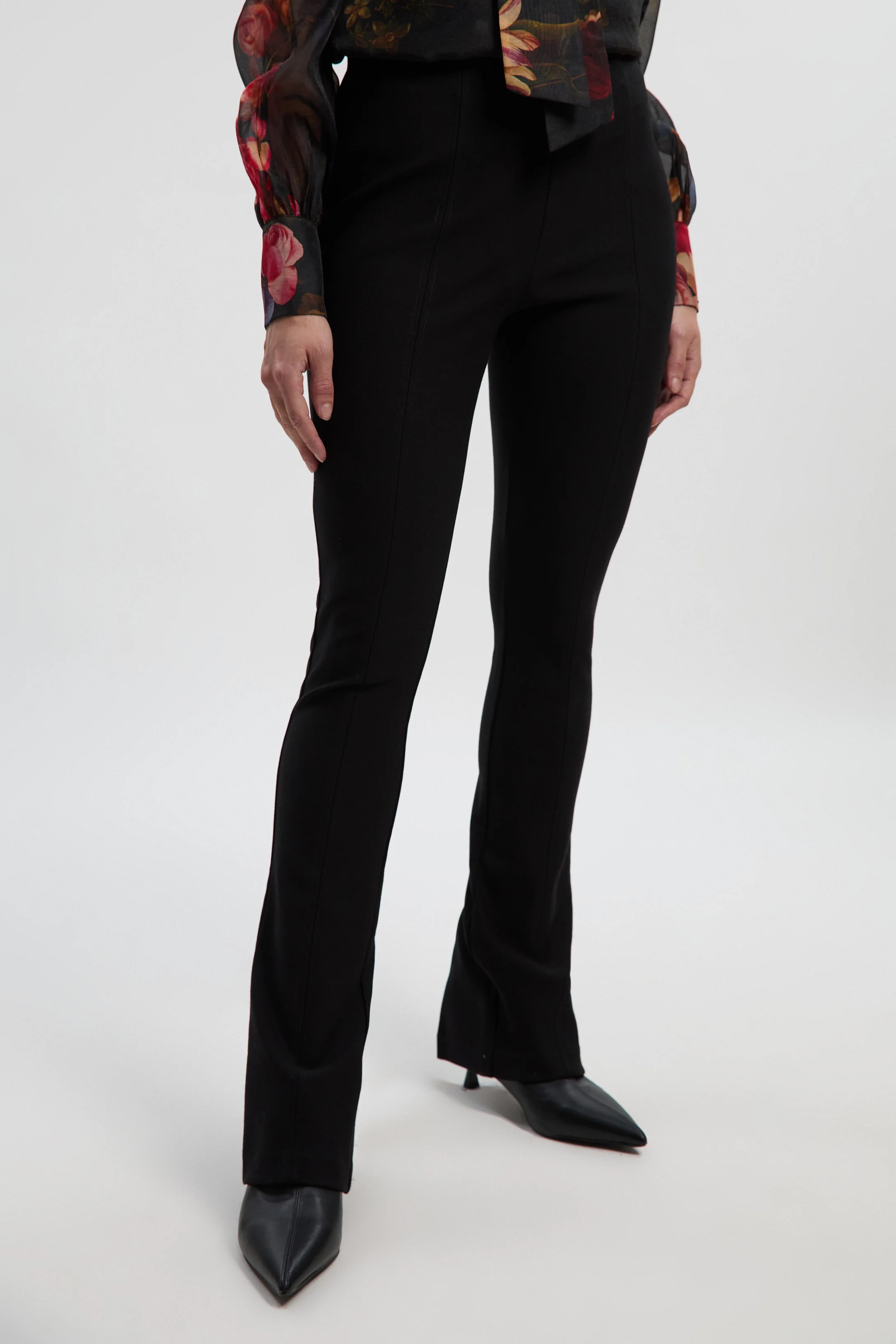 Petite Ponte High Waisted Slit Detail Trouser | Karen Millen UK + IE + DE + NL