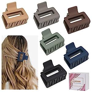 Medium Claw Hair Clips for Women Girls, 2" Matte Rectangle Small Hair Claw Clips for Thin/Medium ... | Amazon (US)