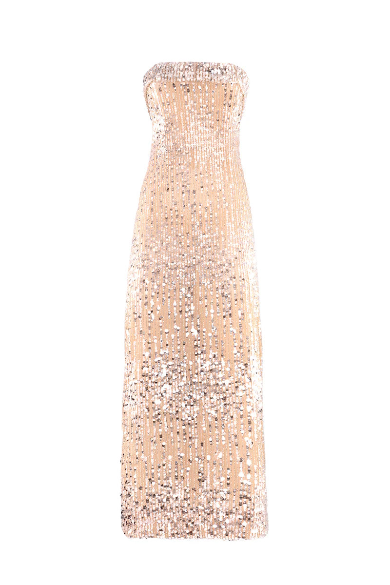 CHAMPAGNE SEQUIN DRESS | Monika Dimova | CULT MIA | CULT MIA UK LTD