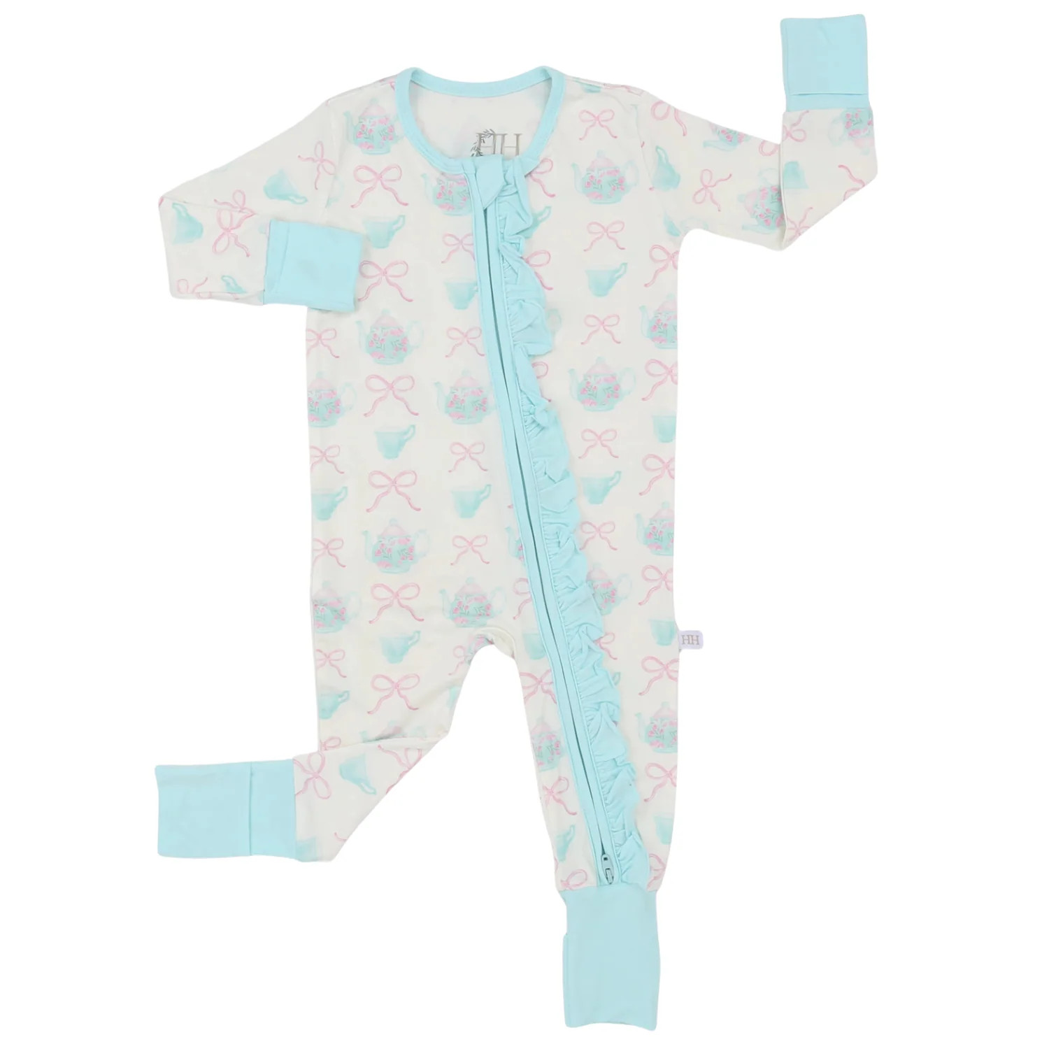 Girls Teacup Ruffle Double Zipper Romper | Hamner Hill