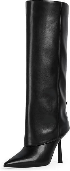 Fold Over Knee High Boots Pointed Toe Stiletto Heel Shark Boots | Amazon (US)