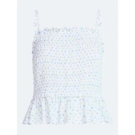 Free Assembly Women's Smocked Top with Peplum Hem, Sizes XS-XXL | Walmart (US)