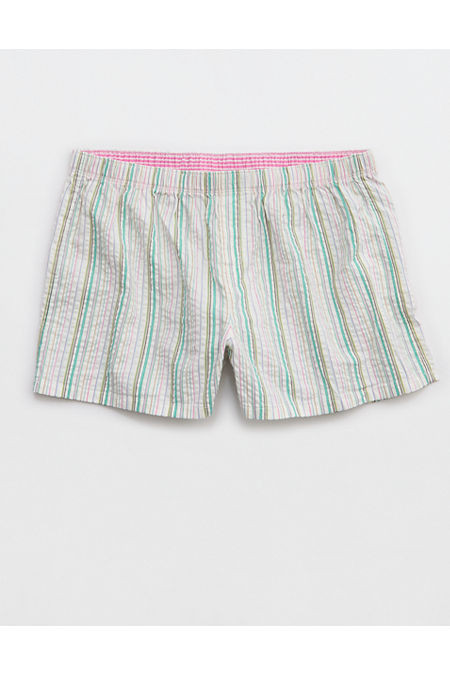 Aerie Around Town Seersucker Boxer Women's Soft Muslin XXS | Aerie