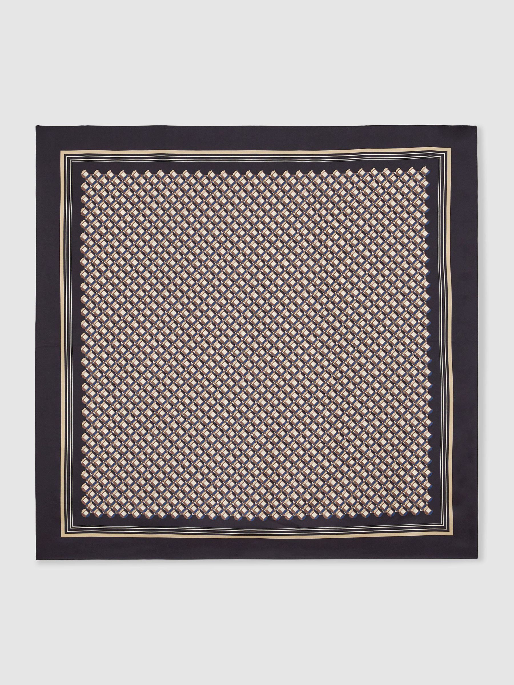 Silk Geometric-Print Square Scarf | Reiss US