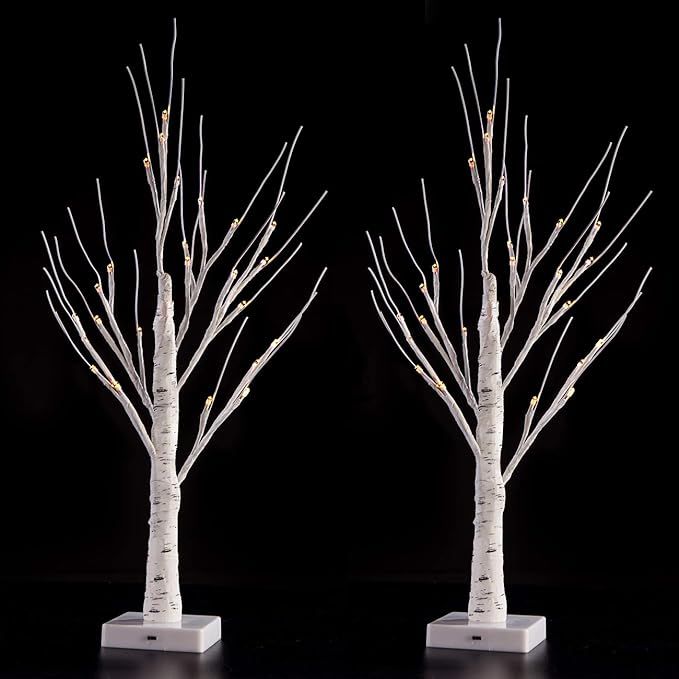 Sunnyglade 2PCS 2Ft 24 LED Birch Tree Light Fairy Tree Bonsai Tree Light Warm White for Home Wedd... | Amazon (US)