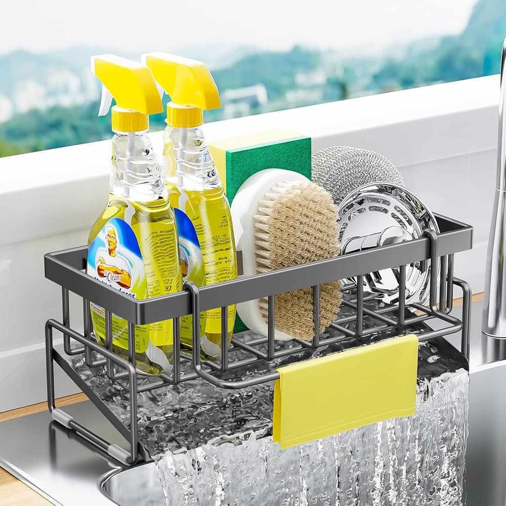 BREIS Kitchen Sink Caddy Organizer with Rag Holder,Self-Draining Sponge Holder for Countertop Soa... | Amazon (US)