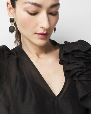 Black Textured Leather Drop Earrings | White House Black Market