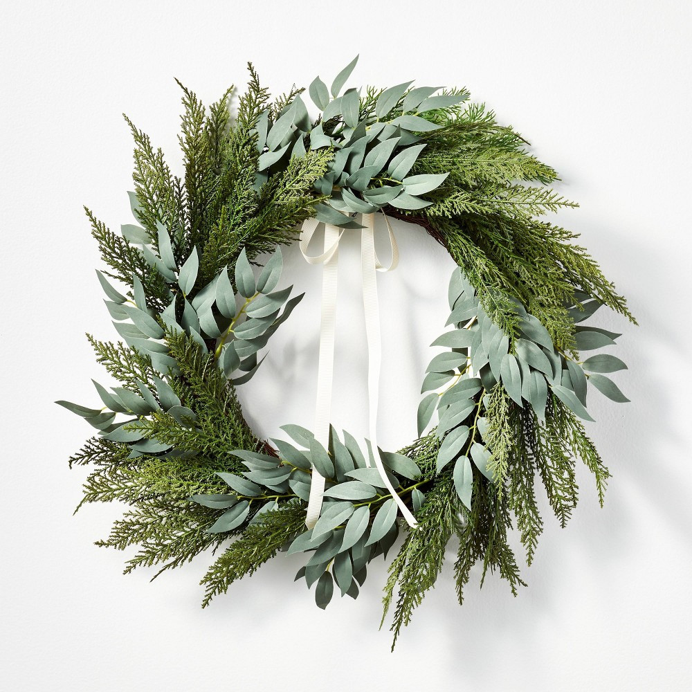 Cedar and Eucalyptus with Ribbon Wreath Green - Threshold designed with Studio McGee | Target