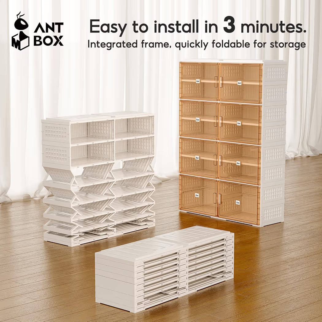 ANTBOX Foldable Shoe Rack Cabinet with Clear Doors, Extra Large Shoe Organizer for Entryway & Clo... | Amazon (US)