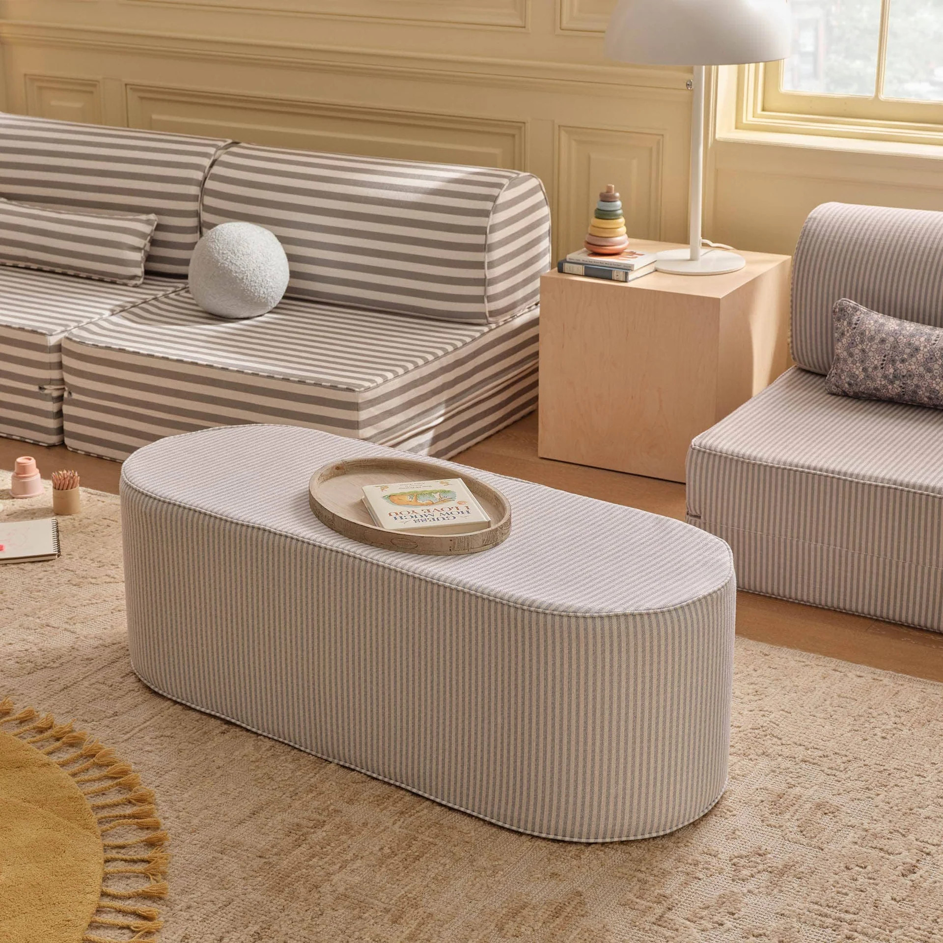 Soft Striped Ottoman Coffee Table | Finley | House of Noa | House of Noa