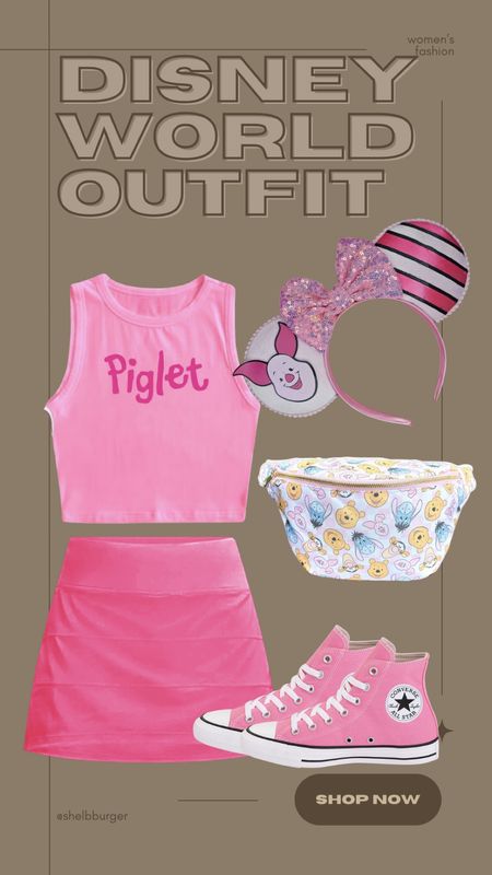 Women’s Disney World outfit
Piglet Disney World outfit

• Piglet crop top tank top
• stylish active skirt in hot pink
• adorable Piglet Disney mouse ears
• Winnie the Pooh and friends Fanny pack
• high-top pink conversee

#LTKfindsunder100 #LTKfamily #LTKtravel