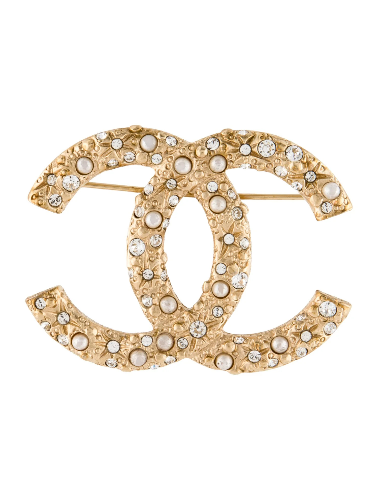 Chanel Faux Pearl & Strass CC Brooch - Pin, Brooches - CHA1407023 | The RealReal | The RealReal