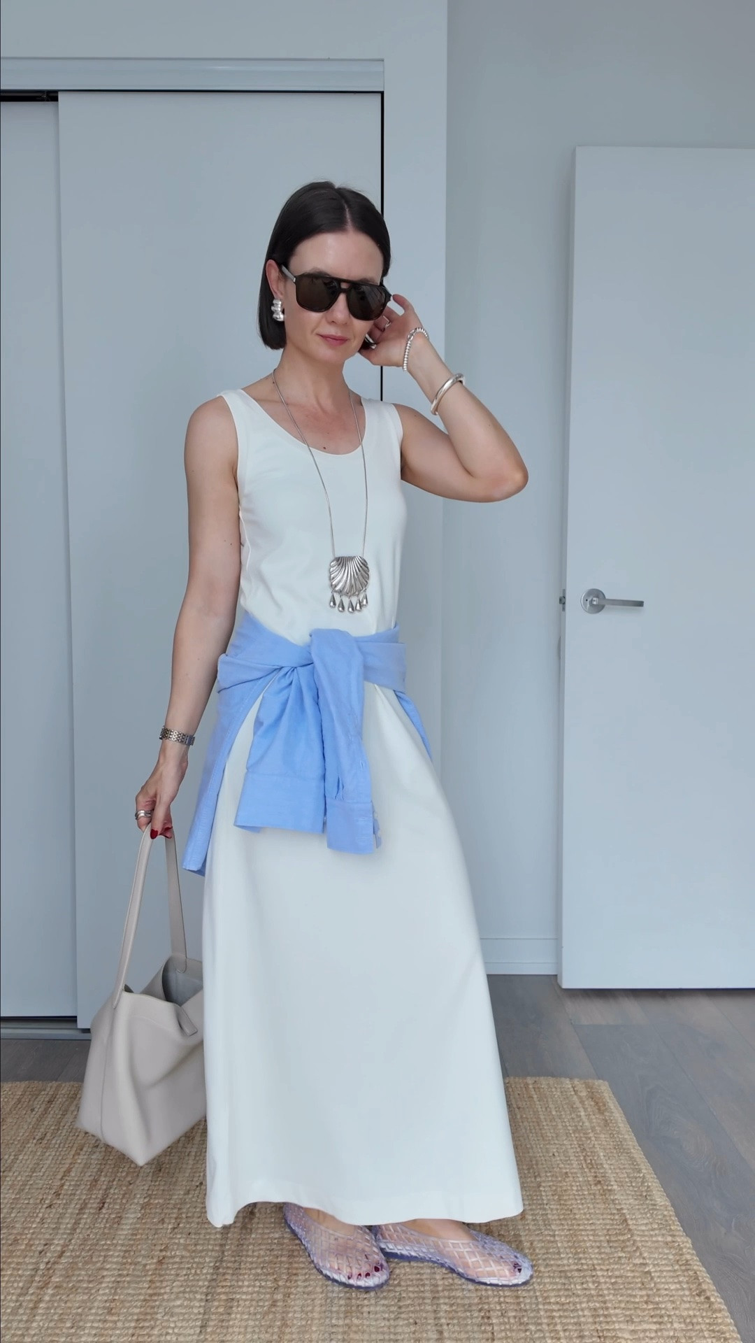 An oldie COS dress that I rediscovered and styled with some great accessories. Linked similar dresses. Shirt is size S, and size down in jellies if you are a half size.

#LTKcanada #LTKsummer #LTKfall