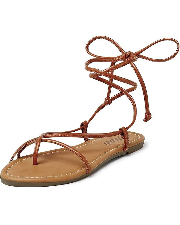 SANDALUP Sandals Women Dressy Strappy Gladiator Dress Summer Lace up Flat Sandals for Women | Amazon (US)