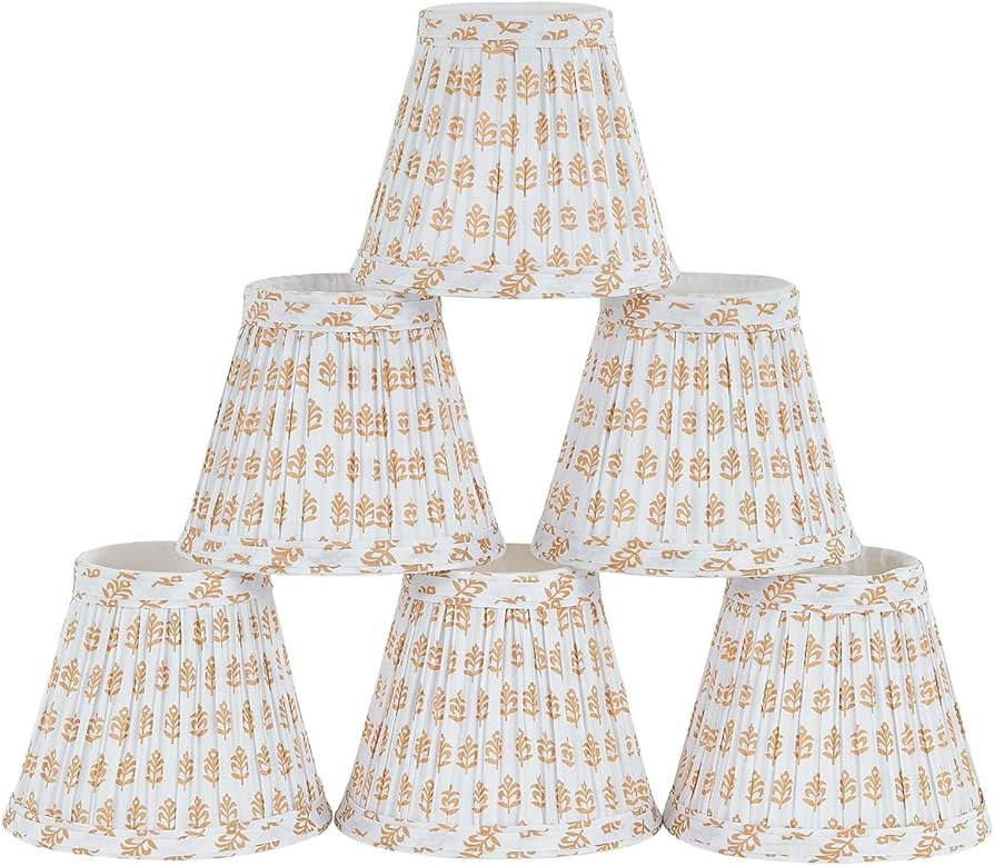 Chandelier Shades Set Of 6,Mini Lamp Shade 3" Top x 5.5" Bottom x 4.7" Slant ,Small Lamp Shades C... | Amazon (US)