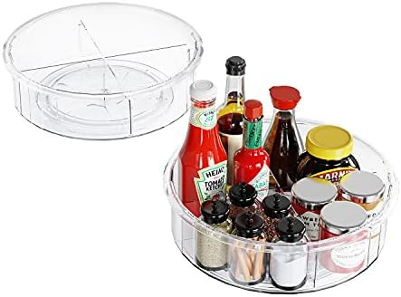 Ohuhu Lazy Susan Turntable, 2 Pack Lazy Susan Organizer, 12" Round Plastic Clear Lazy Susans Spic... | Amazon (US)
