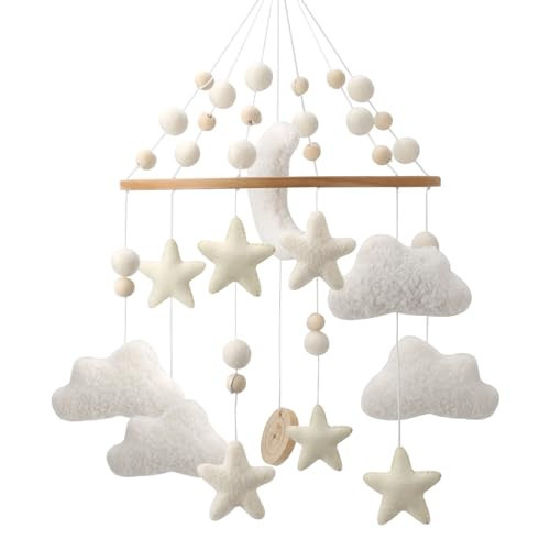Cloud Mobile for Crib - A Handmade Gender Neutral Cloud Crib Mobile with Moon and Stars | Amazon (US)