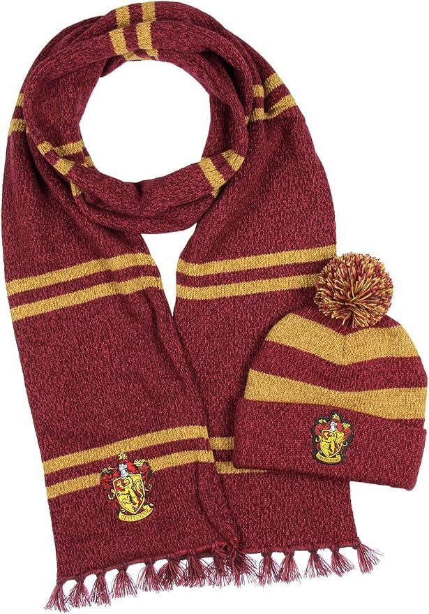 Harry Potter Hogwarts Houses Knit Scarf & Pom Beanie Set | Amazon (US)