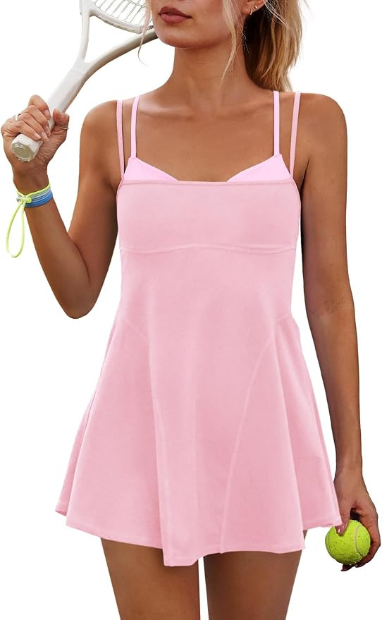 Yanekop Tennis Dresses for Women with Shorts and Bra Athletic Dress Romper | Stretchy Quick Dry D... | Amazon (US)