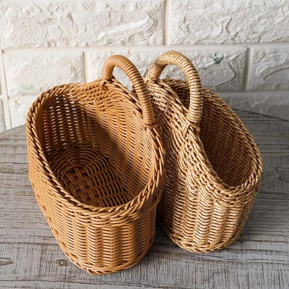 Handwoven Rattan Wall Hanging Basket  Wicker Woven Storage | Etsy | Etsy (US)