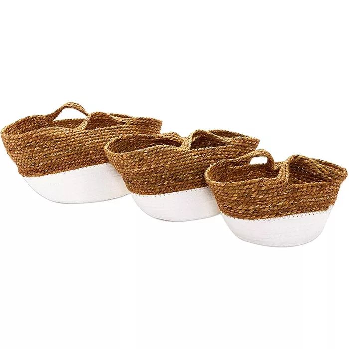 Farmlyn Creek 3-Pack Round Woven Storage Baskets with Handles for Boho Themed Decoration (3 Sizes... | Target