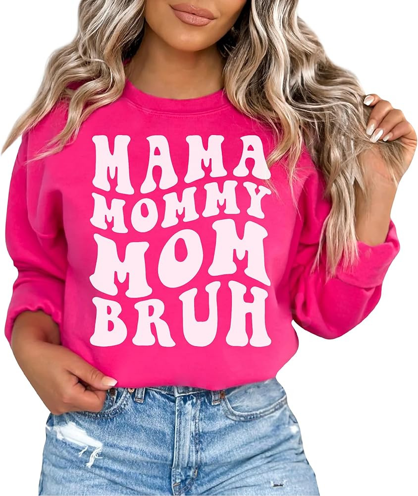 TEEAMORE Mama Mommy Mom Bruh Sweatshirt Mother's Day Mom Life Crewneck Gift For Mom | Amazon (US)