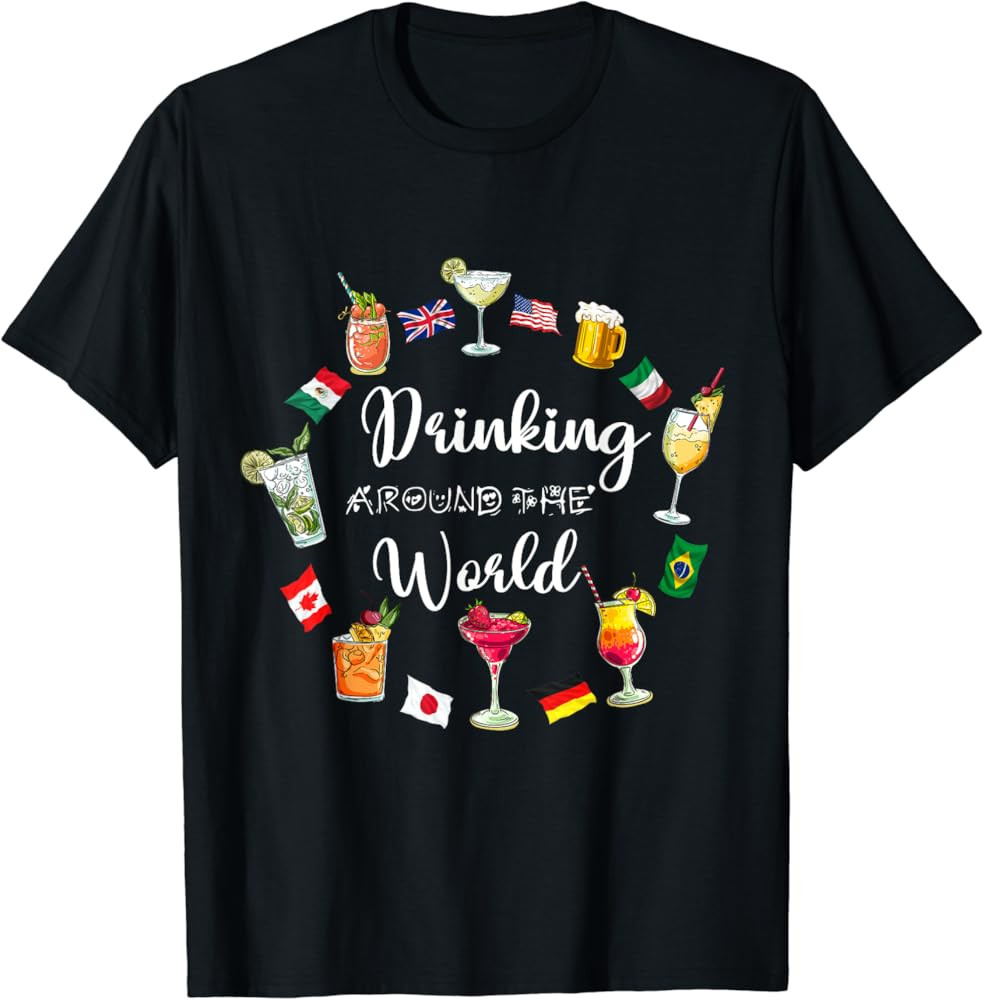 Drinking Around The World Vacation Drinking Showcase T-Shirt | Amazon (US)