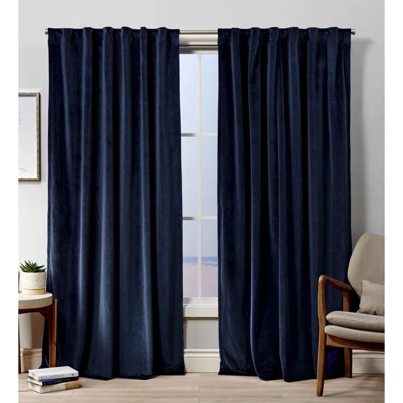 Tremblay Velvet Heavyweight Hidden Solid Room Darkening Tab Top Curtain Panels (Set of 2) | Wayfair North America