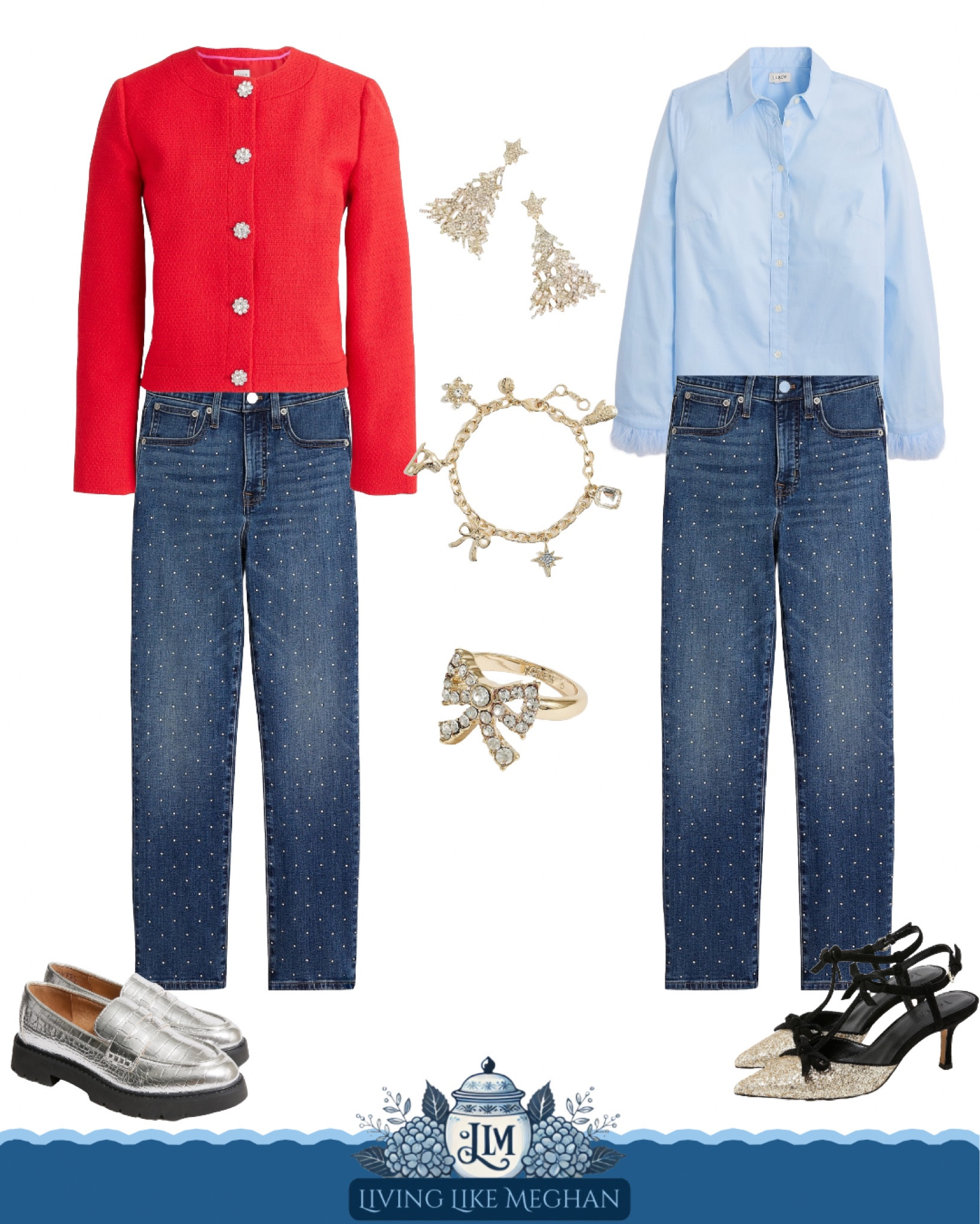 Dressed-up denim with a festive twist! 🌟✨ These sparkling jeans pair beautifully with classic red and blue tones, perfect for holiday outings or cozy nights in by the fire!🔥

 festive denim trends • sparkle jeans • chic holiday outfits • casual holiday fashion • trending wardrobe essentials • holiday styling ideas

#LTKSeasonal #LTKSaleAlert #LTKHoliday