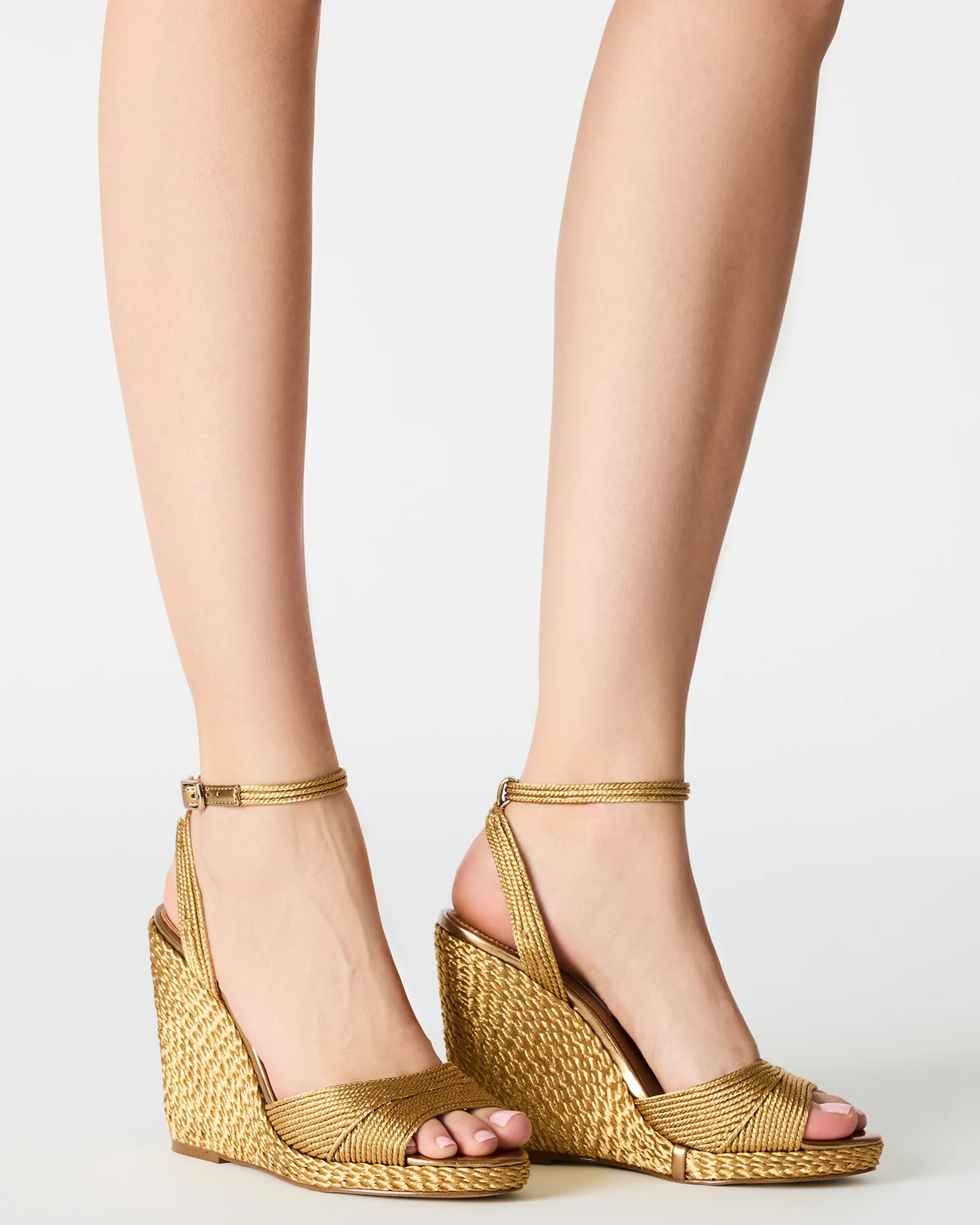 DEVIN Bronze Raffia Espadrille Wedge Women's Sandal | Steve Madden (US)