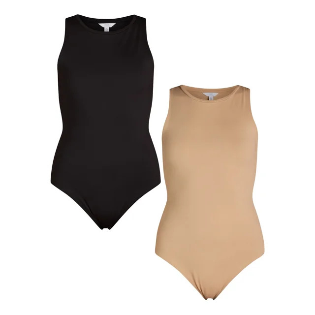Time and Tru Women's Smoothing Sleeveless Bodysuit, 2 Pack, Sizes XS-XXXL | Walmart (US)