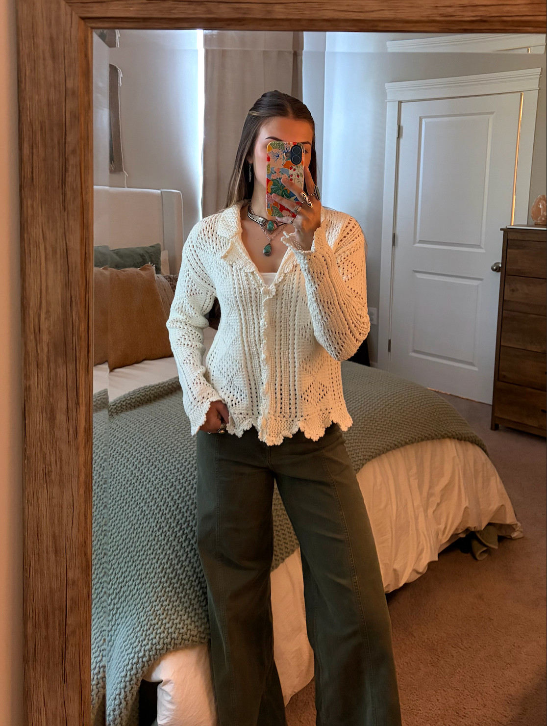 XS in top (Bohme- out of stock, couldn't link) Free People has something very similar!!
27 in pants!
