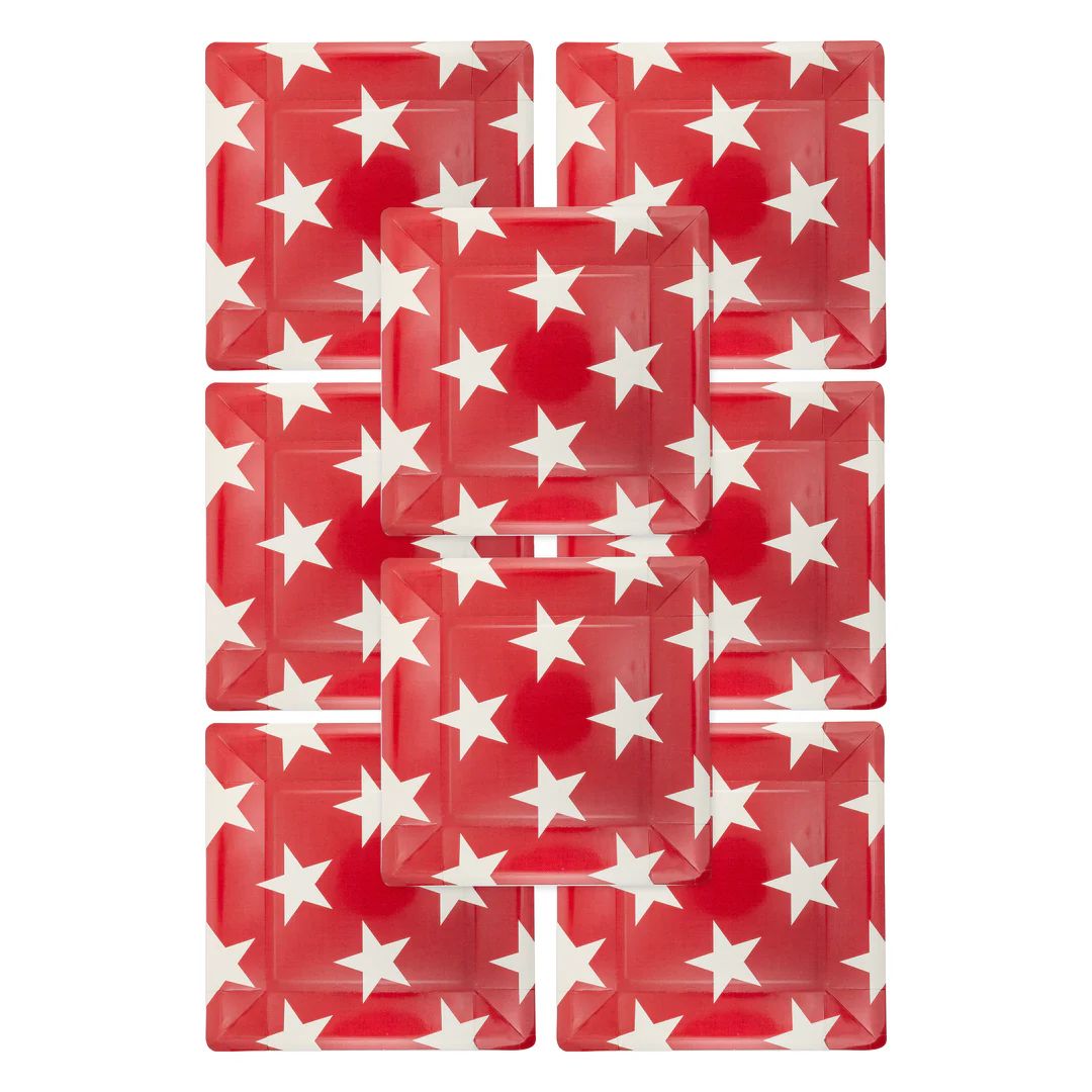 Hamptons Square Red Star Paper Plate | My Mind's Eye