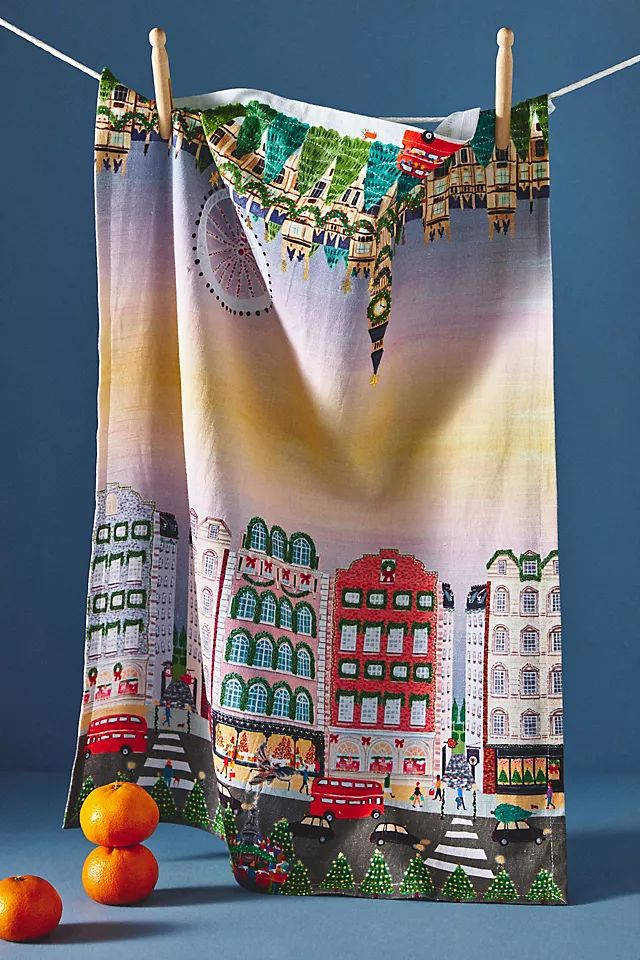 Holiday in the City Dish Towel | Anthropologie (US)