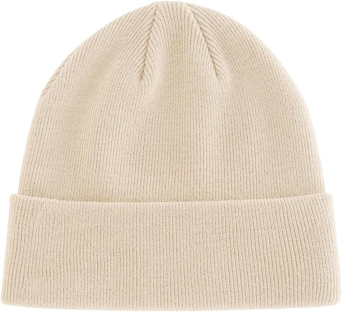 100% Cotton Beanie Hat Knit Winter Hats for Women Men, Slouchy Beanies Cuffed Skull Cap Womens Wa... | Amazon (US)