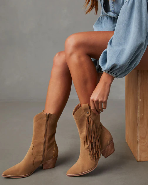 Drifter Fringe Heeled Western Boot - Khaki | VICI