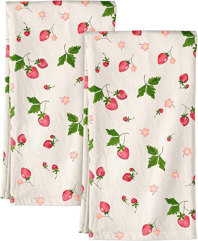 Flour Sack Kitchen Towels - Set of 2 Spring Dish Towels with Hanging Loop 18x26 Inch Absorbent Re... | Amazon (US)