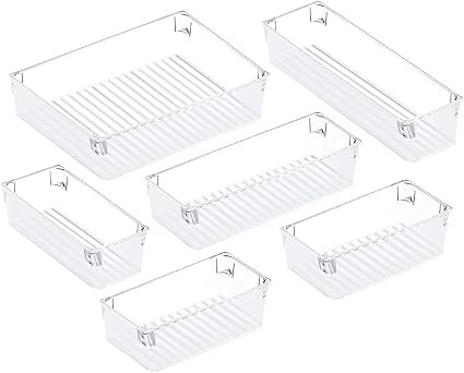 Puroma Desk Drawer Organizer Trays with 3-Size Versatile Drawer Dividers 6 Organizers Storage Bin... | Amazon (US)
