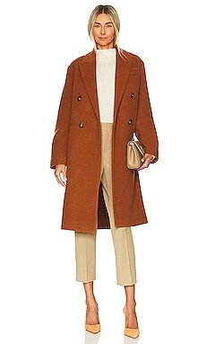 Vince Brushed Wool Double Breast Coat in Golden Toffee from Revolve.com | Revolve Clothing (Global)