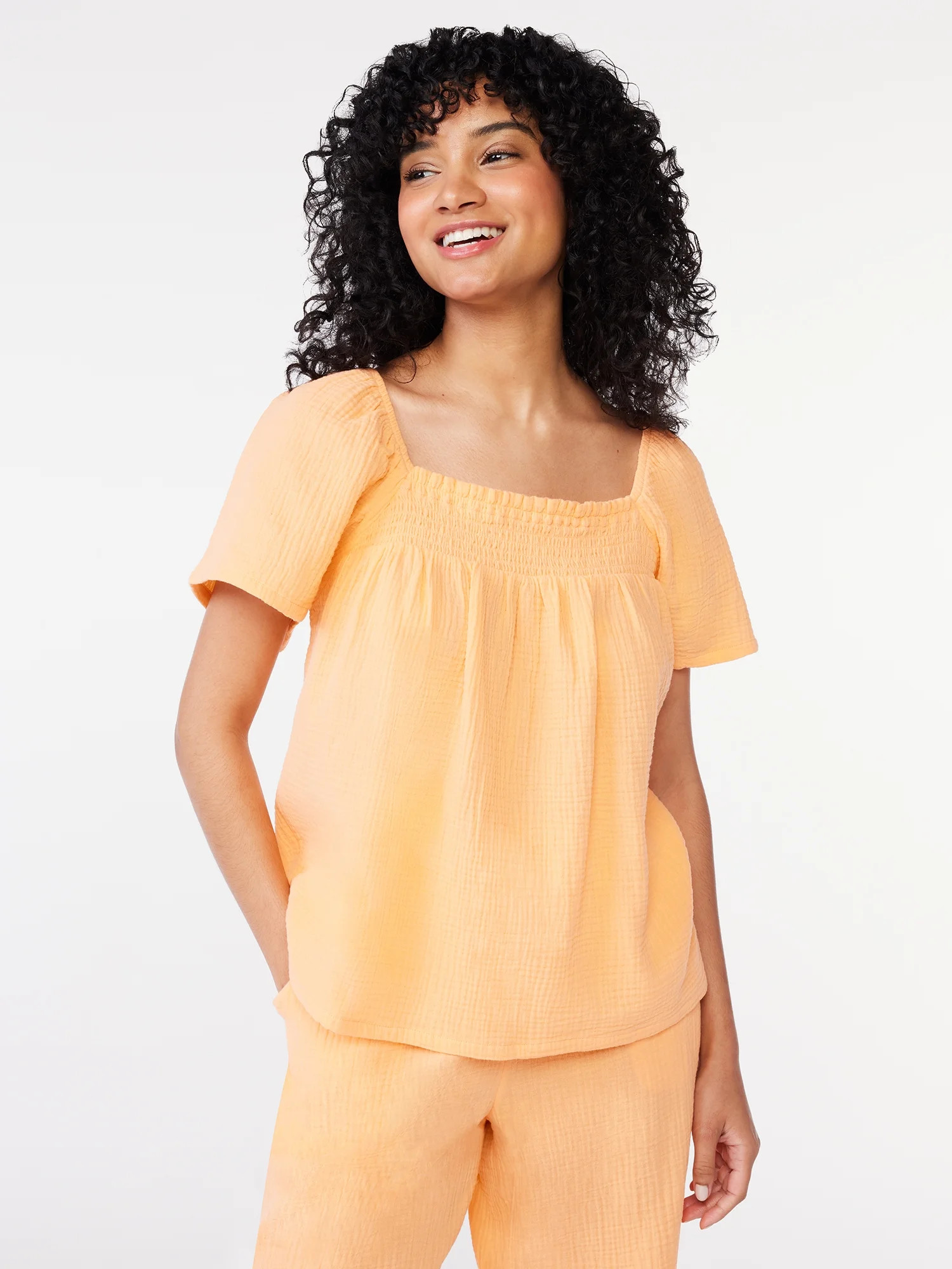 Joyspun Women's Puff Sleeve Gauze Sleep Top, Sizes S to 3X | Walmart (US)