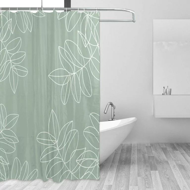 Newhomestyle Sage Green Waterproof Shower Curtains for Bathroom Minimalist Botanical Leaves Farmh... | Walmart (US)