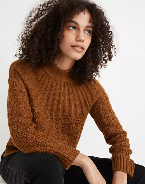 Pointelle Stitch-Mix Mockneck Sweater | Madewell